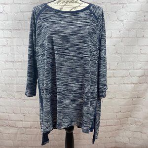 Dept222 Blue White Heathered Hi-Low Tunic, Plus 3X